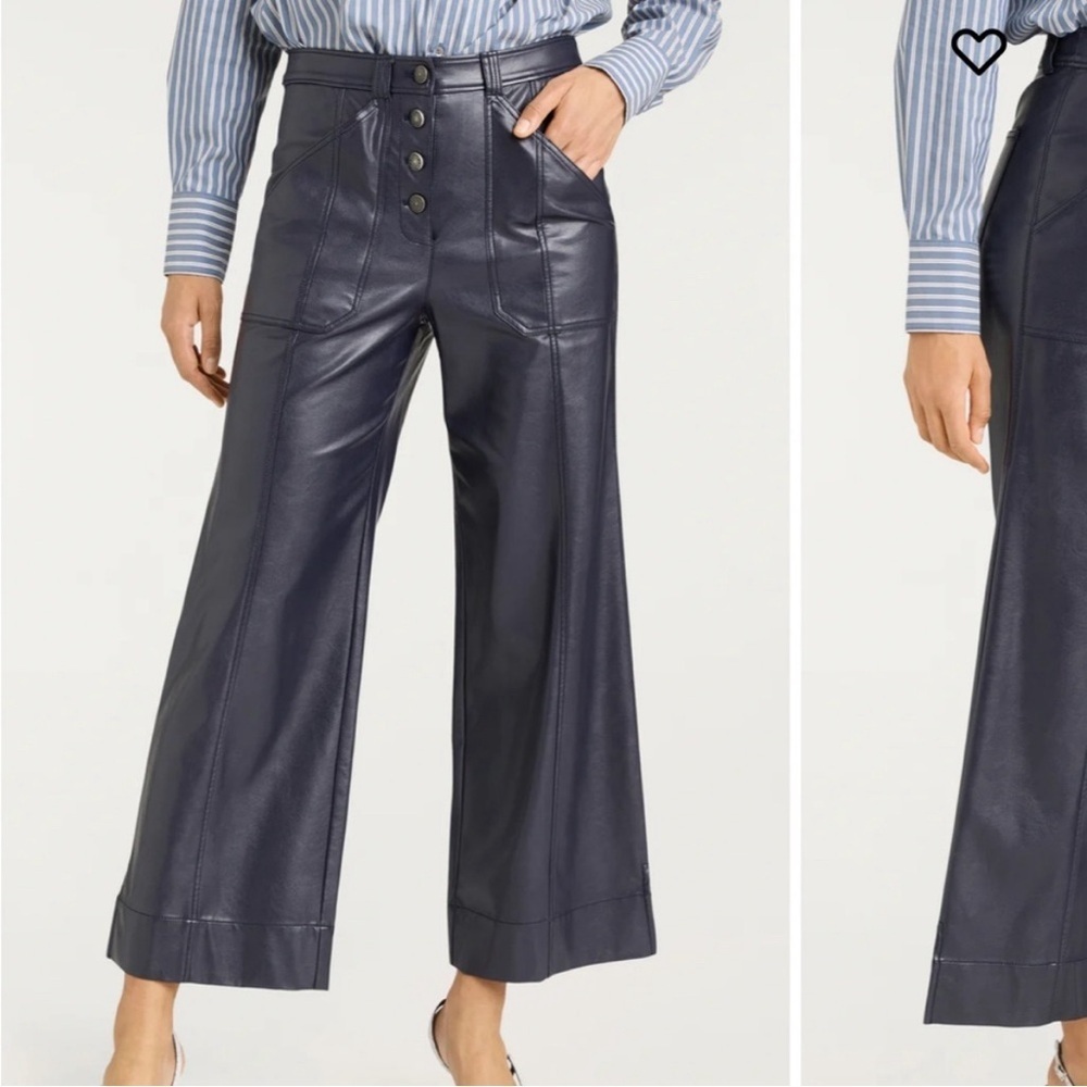 Cinq a Sept Benji Vegan Faux Leather Cropped Pants Size 0 NWOT
